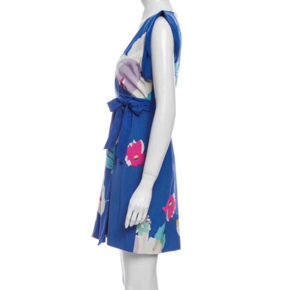 Tibi Abstract Floral Silk Mini Wrap Dress Cream White 4 - Picture 9 of 11